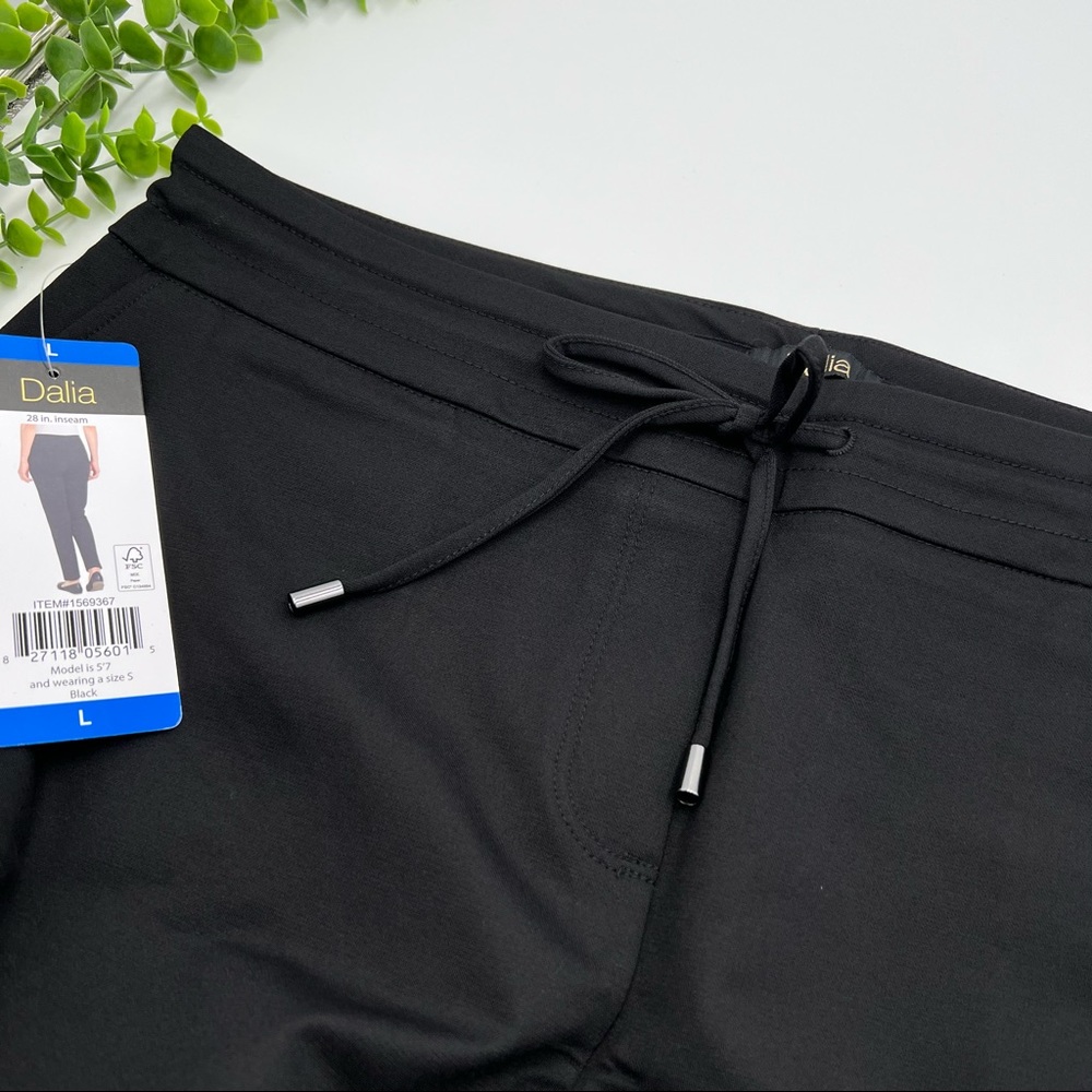Dalia Drawstring Pull On Black Pants Slacks with Pockets